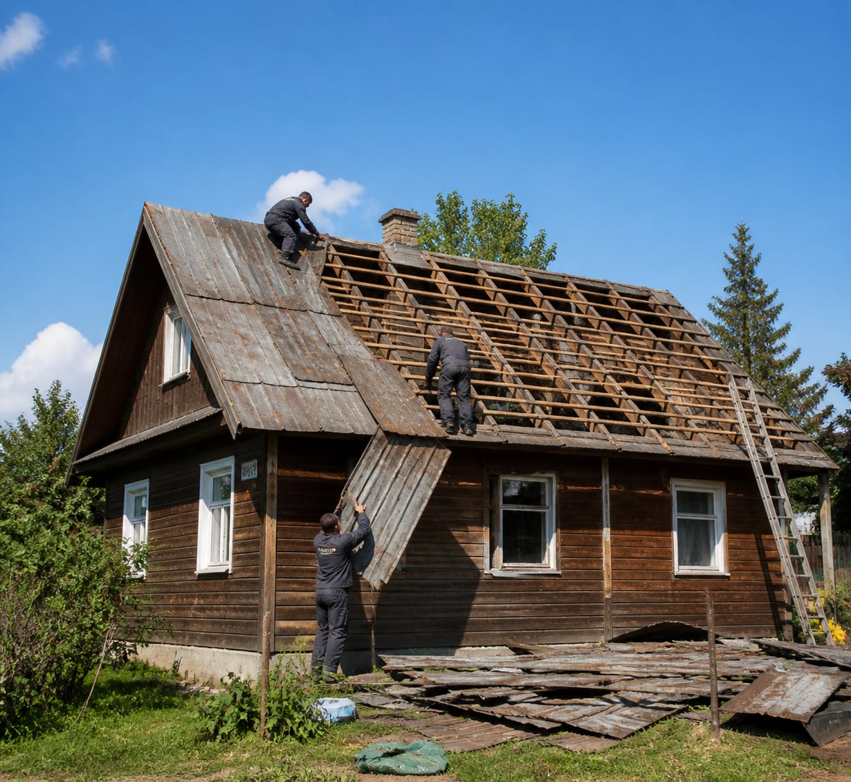 Демонтаж кровли и крыши в Лихославле