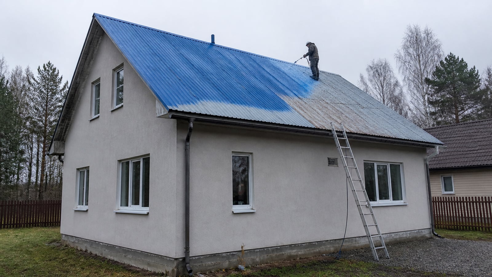 Покраска и ремонт оцинкованной кровли, Дмитров, 95 м²